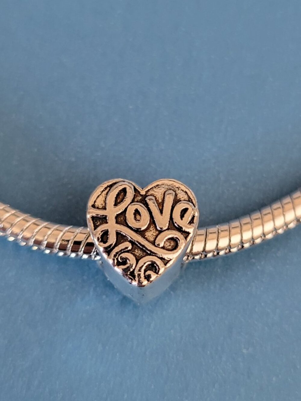 BOGO New! For Pandora Charm Bracelet Antique Silver Color Heart LOVE Charm Bead
